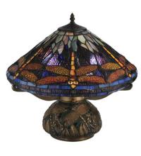 Meyda Green 118749 - 16" High Tiffany Hanginghead Dragonfly Cone Table Lamp