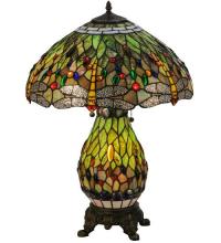 Meyda Green 118845 - 25"H Tiffany Hanginghead Dragonfly Lighted Base Table Lamp