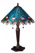 Meyda Green 138775 - 23"H Peacock Feather Lace Table Lamp