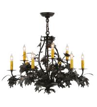 Meyda Green 144383 - 32" Wide Oak Leaf & Acorn 9 Light Chandelier