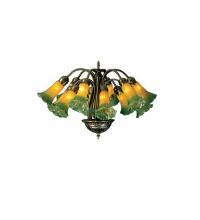 Meyda Green 15997 - 20" Wide Amber/Green Pond Lily 12 LT Chandelier