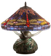 Meyda Green 212524 - 16" High Tiffany Hanginghead Dragonfly Cone Table Lamp