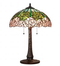 Meyda Green 242043 - 22" High Tiffany Cabbage Rose Table Lamp