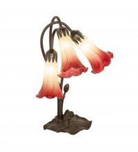 Meyda Green 251682 - 16" High Seafoam/Cranberry Tiffany Pond Lily 3 Light Accent Lamp