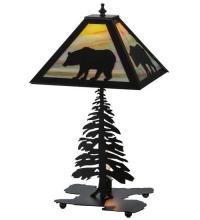 Meyda Green 32552 - 21.5" High Lone Bear W/Lighted Base Table Lamp