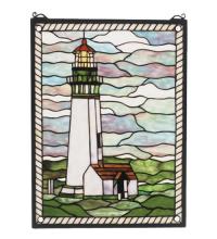 Meyda Green 55949 - 15"W X 20"H Yaquina Head Lighthouse Stained Glass Window