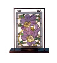 Meyda Green 68409 - 9.5"W X 10.53"H Pansies Lighted Mini Tabletop Window