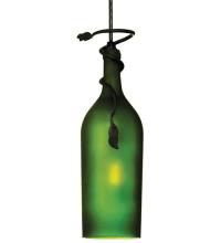 Meyda Green 69253 - 4" Wide Tuscan Vineyard Frosted Green Wine Bottle Mini Pendant