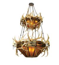 Meyda Green 81332 - 68"W Antlers Elk 2 Tier Chandelier