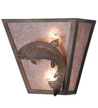 Meyda Green 82363 - 13"W Leaping Trout Wall Sconce