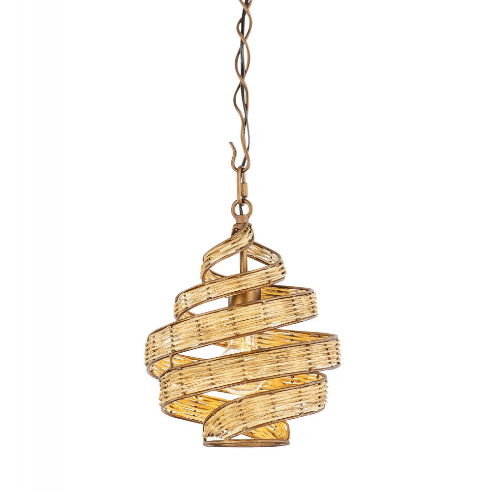 Flow 1-Lt Twist Pendant - Baguette/Natural Rattan