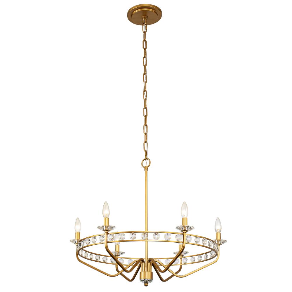 Monroe 6-Lt Chandelier - Antique Gold