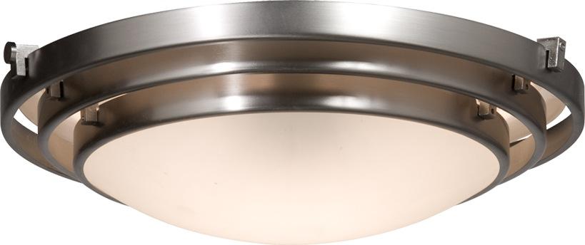 Two Light Brushed Nickel White Glass Bowl Flush Mount