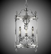 American Brass & Crystal LT2213-ALN-08G-ST - 3 Light 13 inch Lantern with Clear Curved glass & Crystal