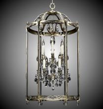 American Brass & Crystal LT2224-A-21S-ST - 6+6 Light 24 inch Lantern with Clear Curved glass & Crystal