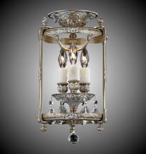 American Brass & Crystal LTFM2208-ALN-08G-ST - 3 Light 8 inch Semi-Flush Lantern with Clear Curved glass & Crystal