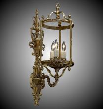 American Brass & Crystal WS2184-04G-ST - 3 Light 8 inch Lantern Wall Sconce with Clear Curved Glass