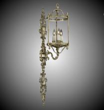 American Brass & Crystal WS2187-08G-PI - 3 Light 8 inch Lantern Extended Wall Sconce with Clear Curved Glass