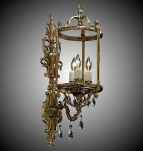 American Brass & Crystal WS2284-ALN-13S-ST - 3 Light 8 inch Lantern Wall Sconce with Clear Curved glass & Crystal