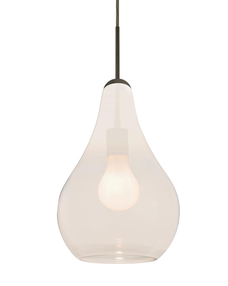 Besa, Leon Cord Pendant, Milky White, Bronze Finish, 1x60W Medium base