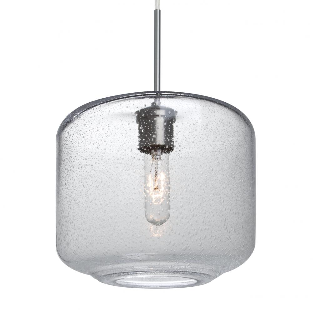 Besa Niles 10 Pendant, Clear Bubble, Satin Nickel Finish, 1x60W Medium Base T10, 15Ft