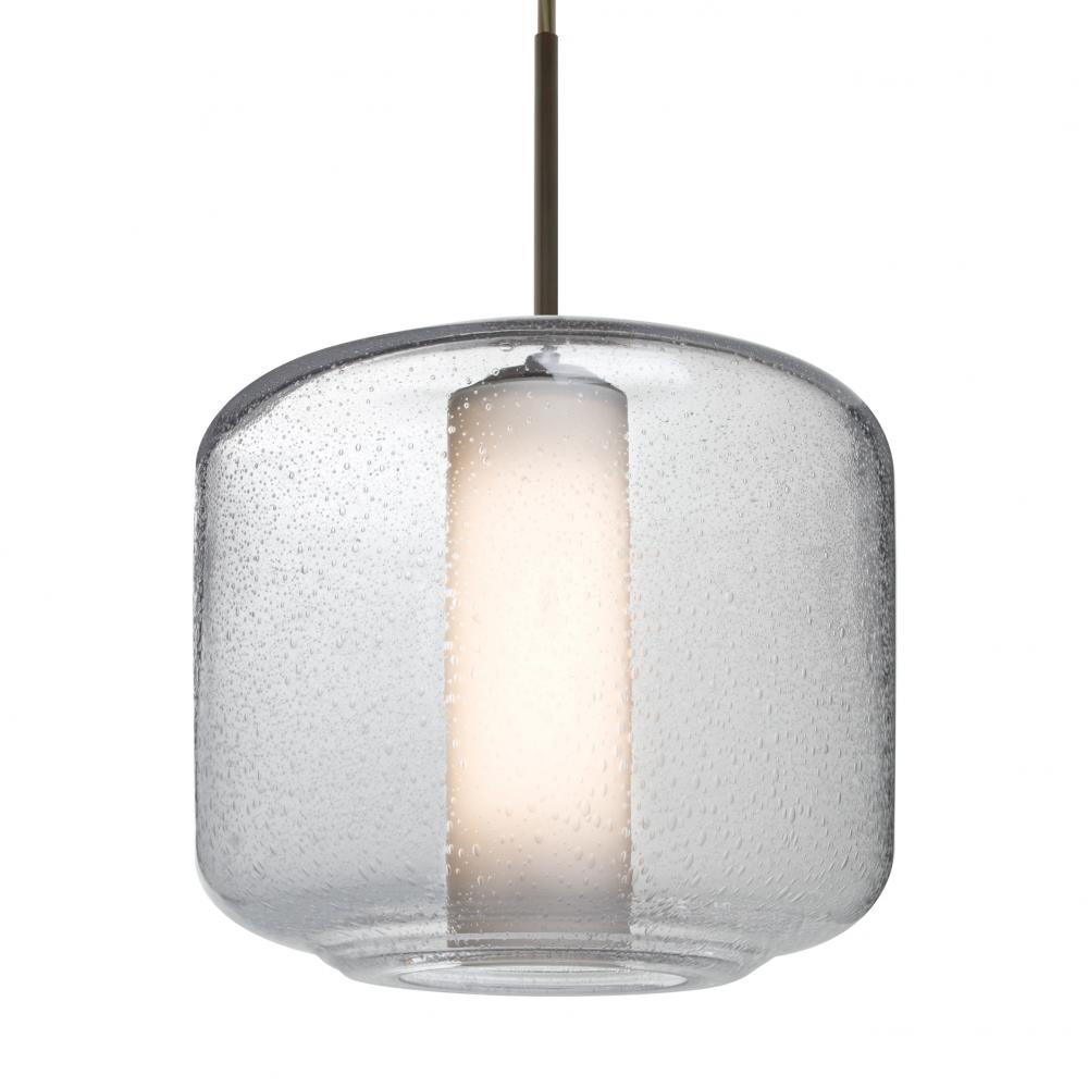 Besa Niles 10 Pendant, Clear Bubble/Opal, Bronze Finish, 1x5W LED