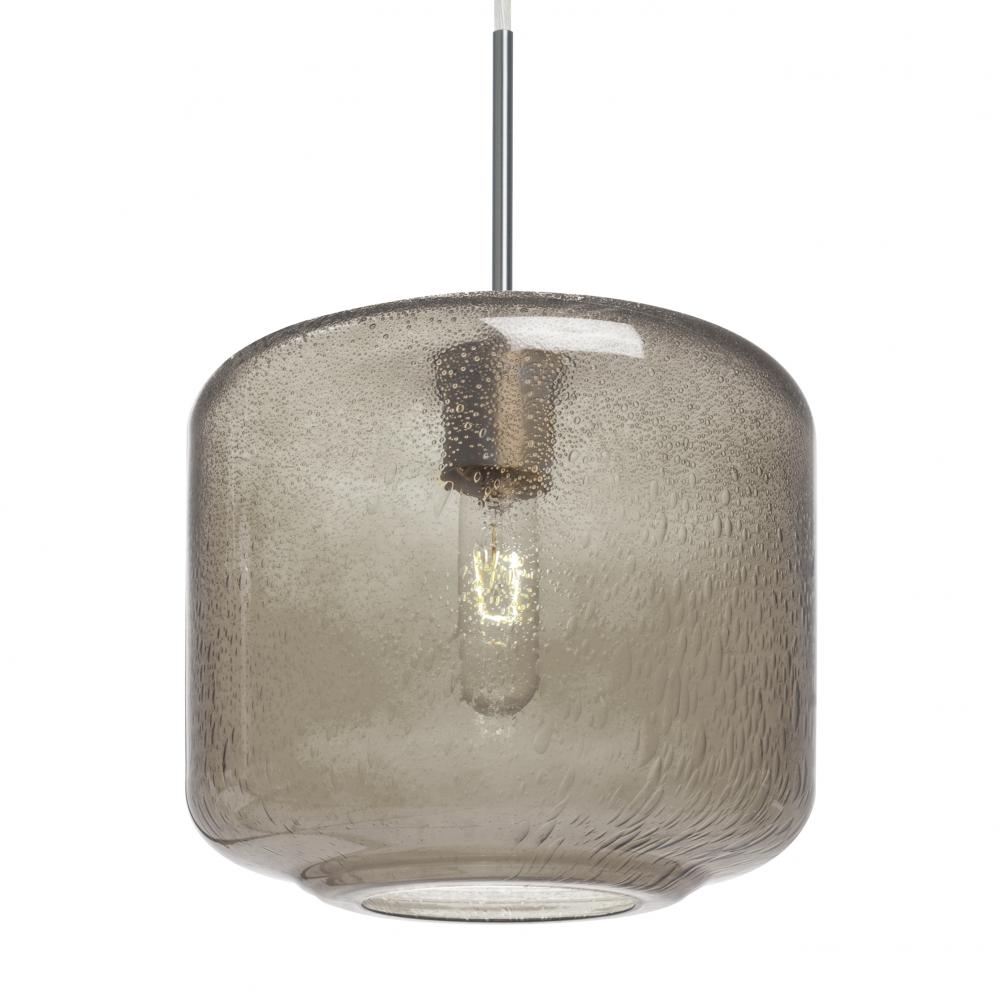 Besa Niles 10 Pendant, Smoke Bubble, Satin Nickel Finish, 1x60W Medium Base T10, 15Ft