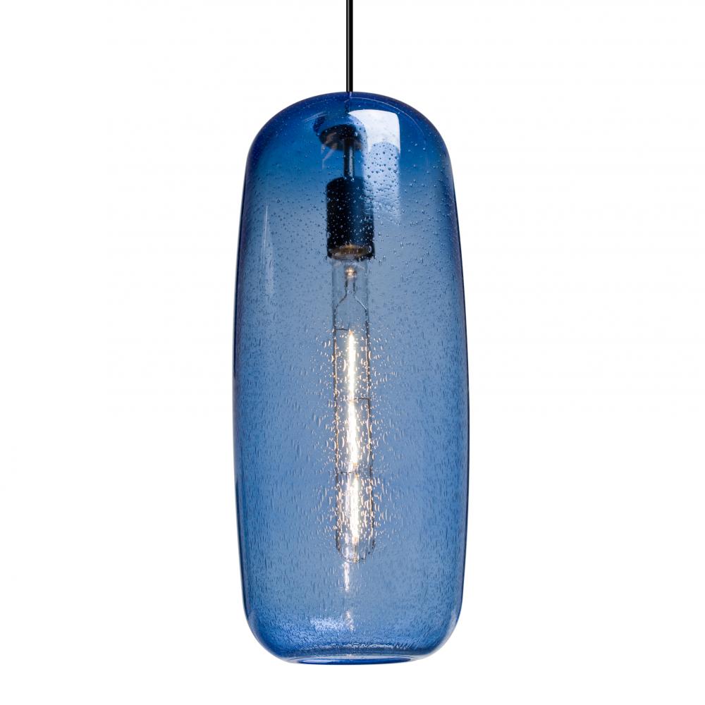 Besa, Pinot 18 Cord Pendant, Blue Bubble, Black FInish 1x60W Incandescent