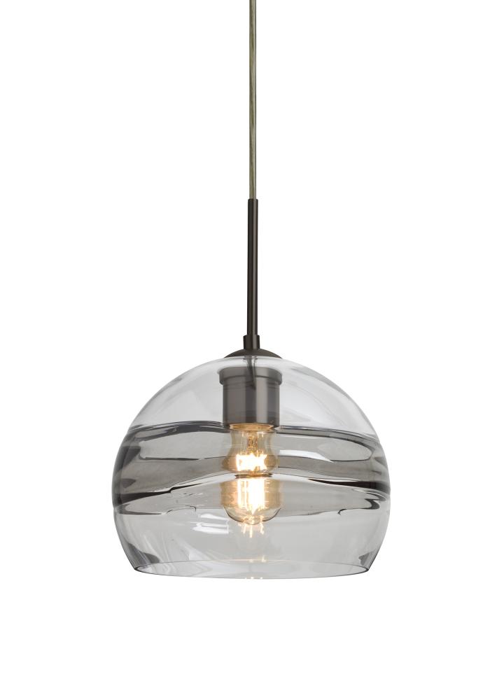 Besa Spirit 8 Pendant, Smoke/Clear, Bronze Finish, 1x8W LED Filament