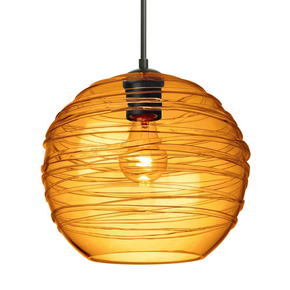 Besa Wave 10 Pendant Black Amber 1x60W MAX E26 Base