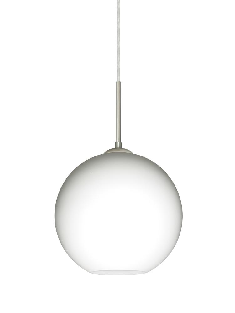 Besa Coco 8 Pendant, Opal Matte, Satin Nickel Finish, 1x9W LED