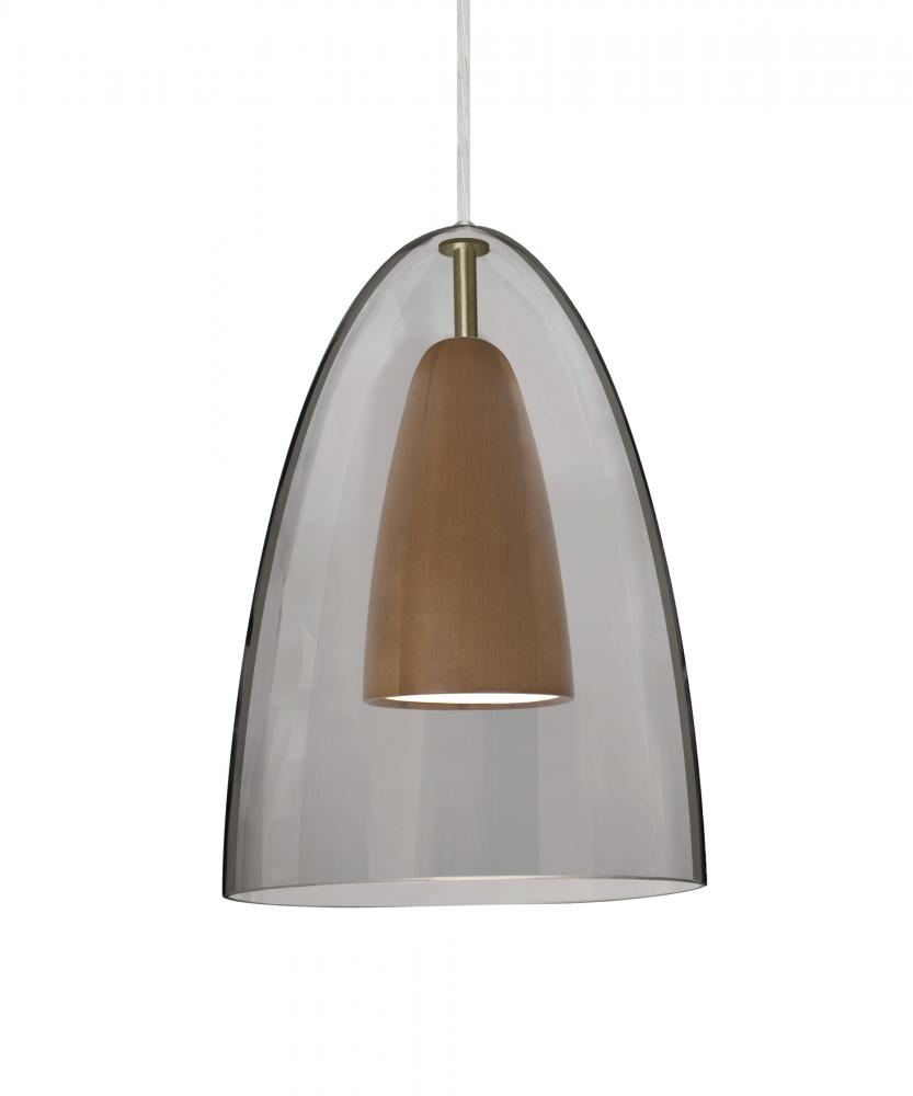 Besa, Dano Cord Pendant, Smoke/Medium, Satin Nickel Finish, 1x9W LED