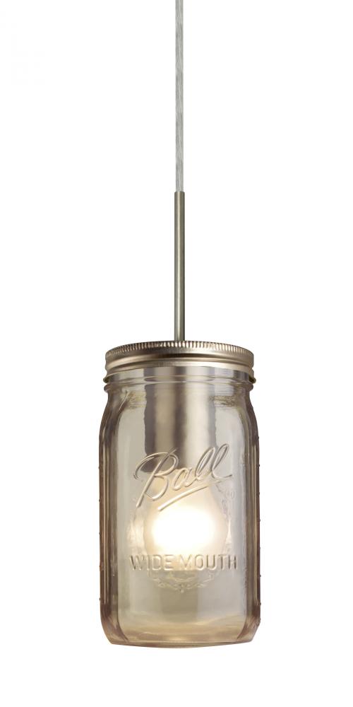 Besa Pendant Milo 4 Satin Nickel Smoke 1x40W Medium Base A15