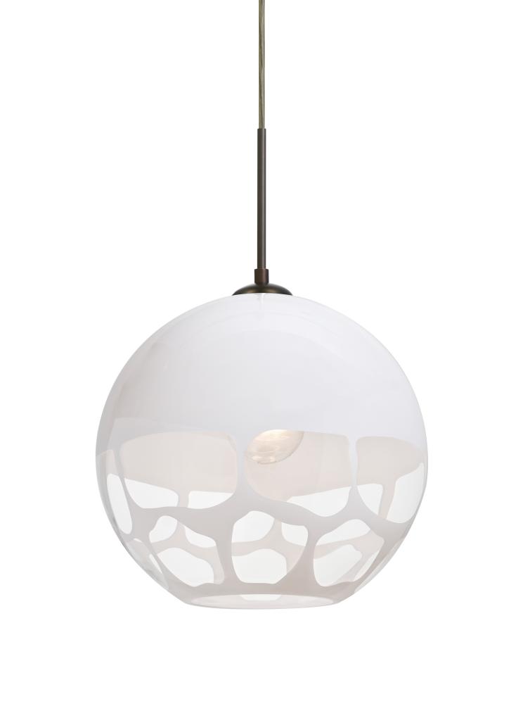 Besa, Rocky Cord Pendant, White, Bronze Finish, 1x9W LED