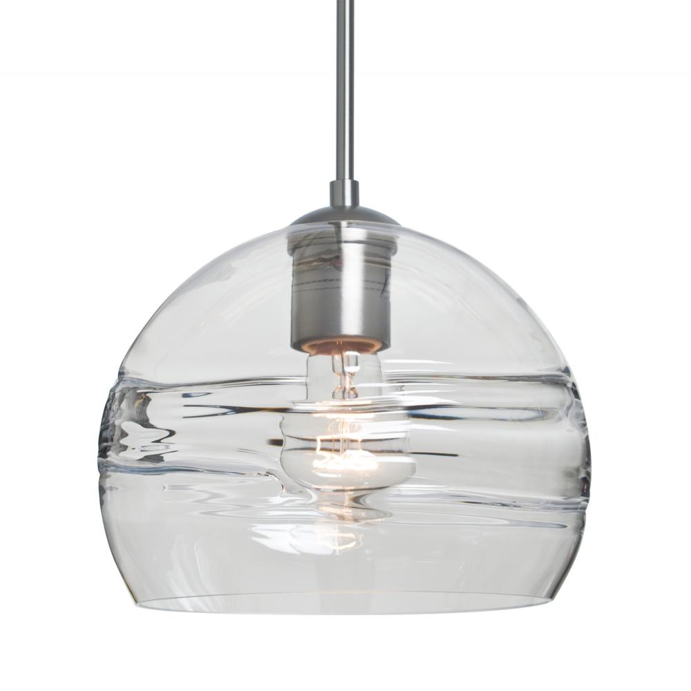 Besa Spirit 8 Pendant, Clear, Satin Nickel Finish, 1x60W Medium Base, 15Ft. Cord