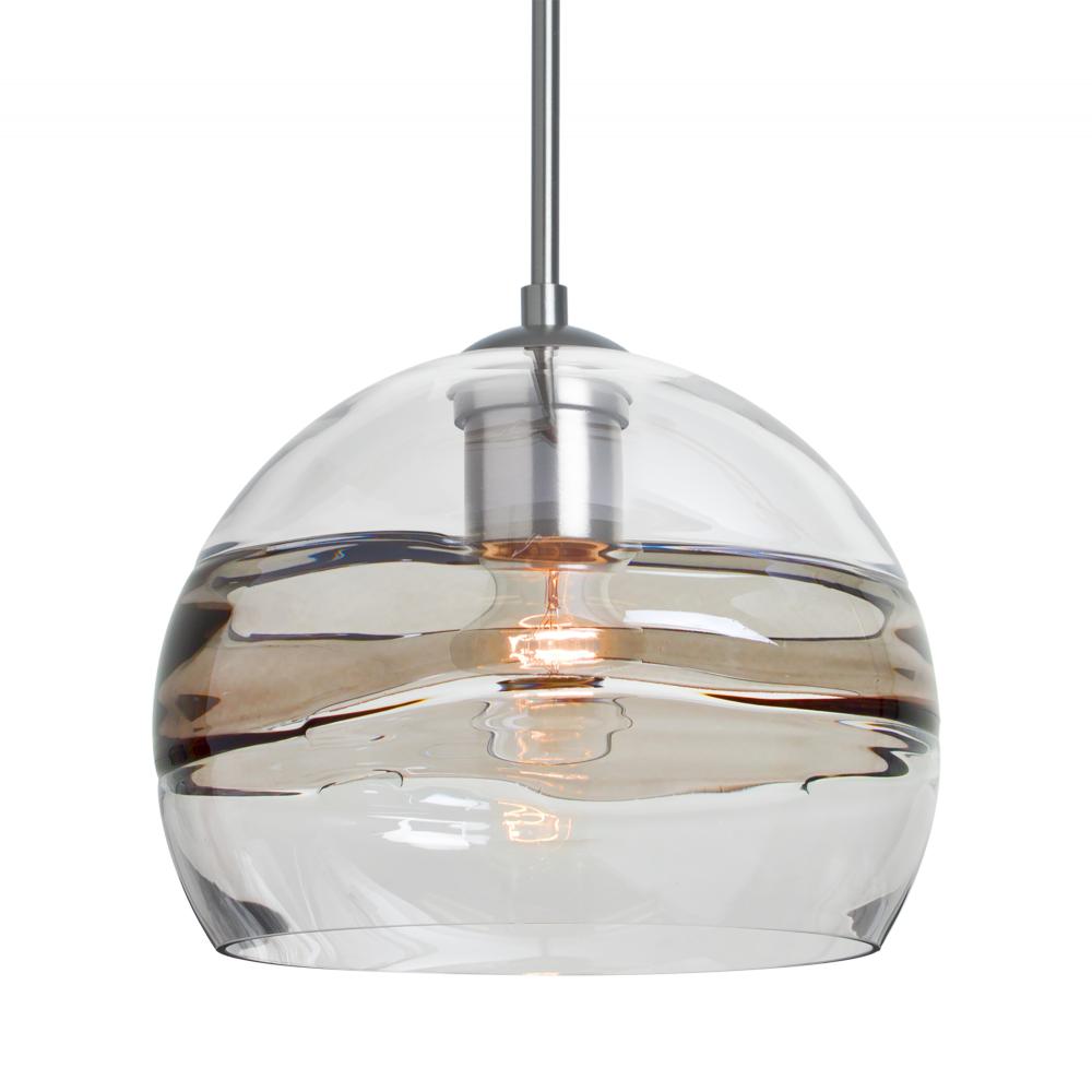 Besa Spirit 8 Pendant, Smoke/Clear, Satin Nickel Finish, 1x60W Medium Base, 15Ft. Cor