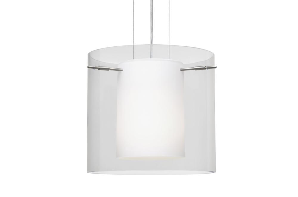 Besa Pendant Pahu 12 Satin Nickel Clear 1x100W Medium Base