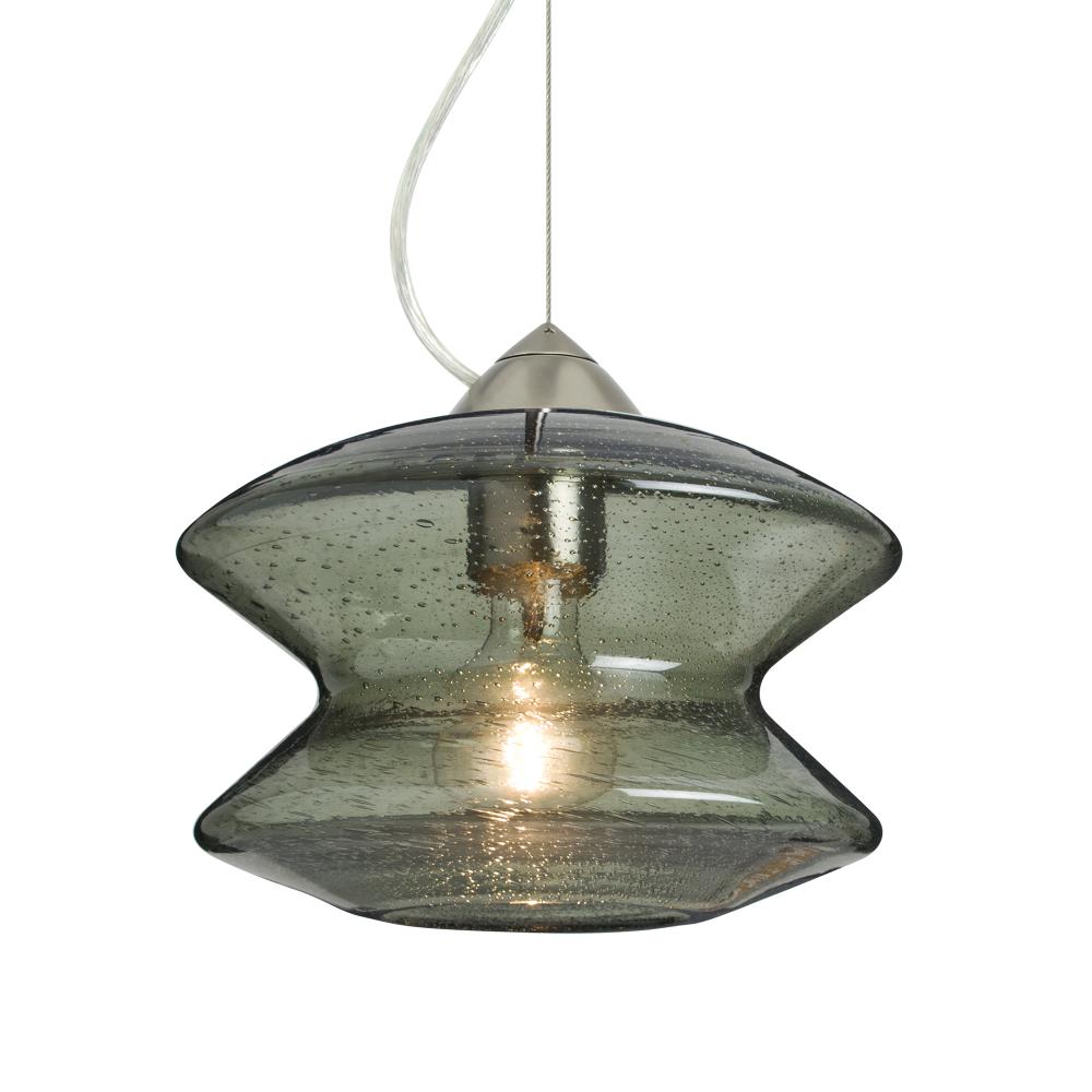 Besa, Zen Cable Pendant , Moss Bubble, Satin Nickel Finish, 1x60W Medium Base