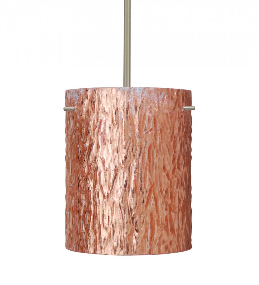 Besa Tamburo 8 Pendant Stone Copper Foil Satin Nickel 1x11W LED