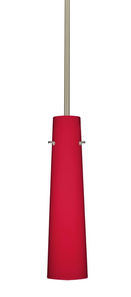 Besa Camino Stem Pendant Satin Nickel Ruby Matte 1x40W Halogen