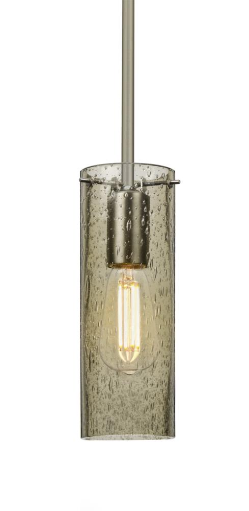 Besa, Juni 10 Stem Pendant, Latte Bubble, Satin Nickel, 1x4W LED Filament