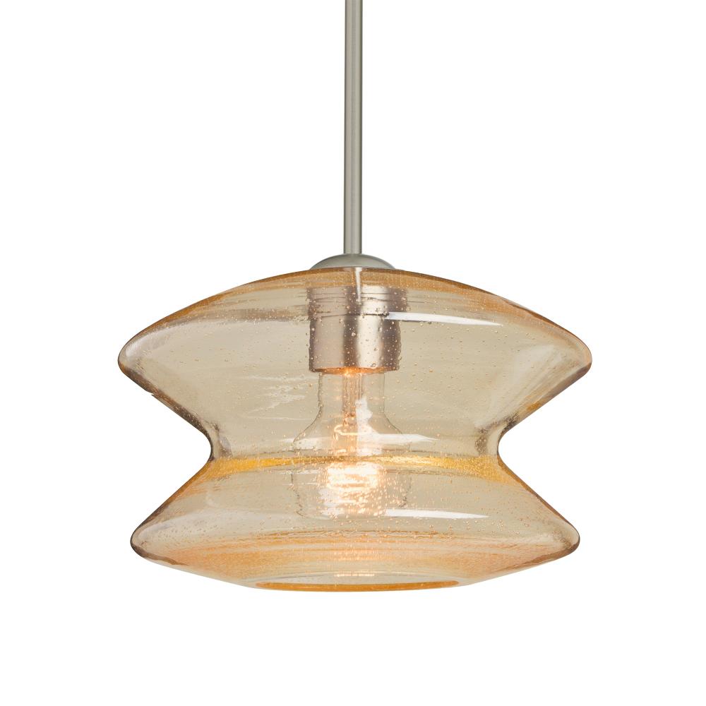 Besa, Zen Stem Pendant , Gold Bubble, Satin Nickel Finish, 1x60W Medium Base, 15Ft. C