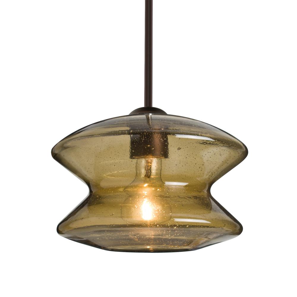 Besa, Zen Stem Pendant , Latte Bubble, Bronze Finish, 1x60W Medium Base, 15Ft. Cord