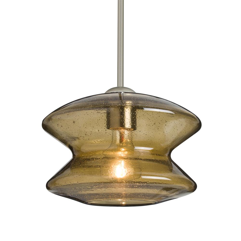 Besa, Zen Stem Pendant , Latte Bubble, Satin Nickel Finish, 1x60W Medium Base, 15Ft.