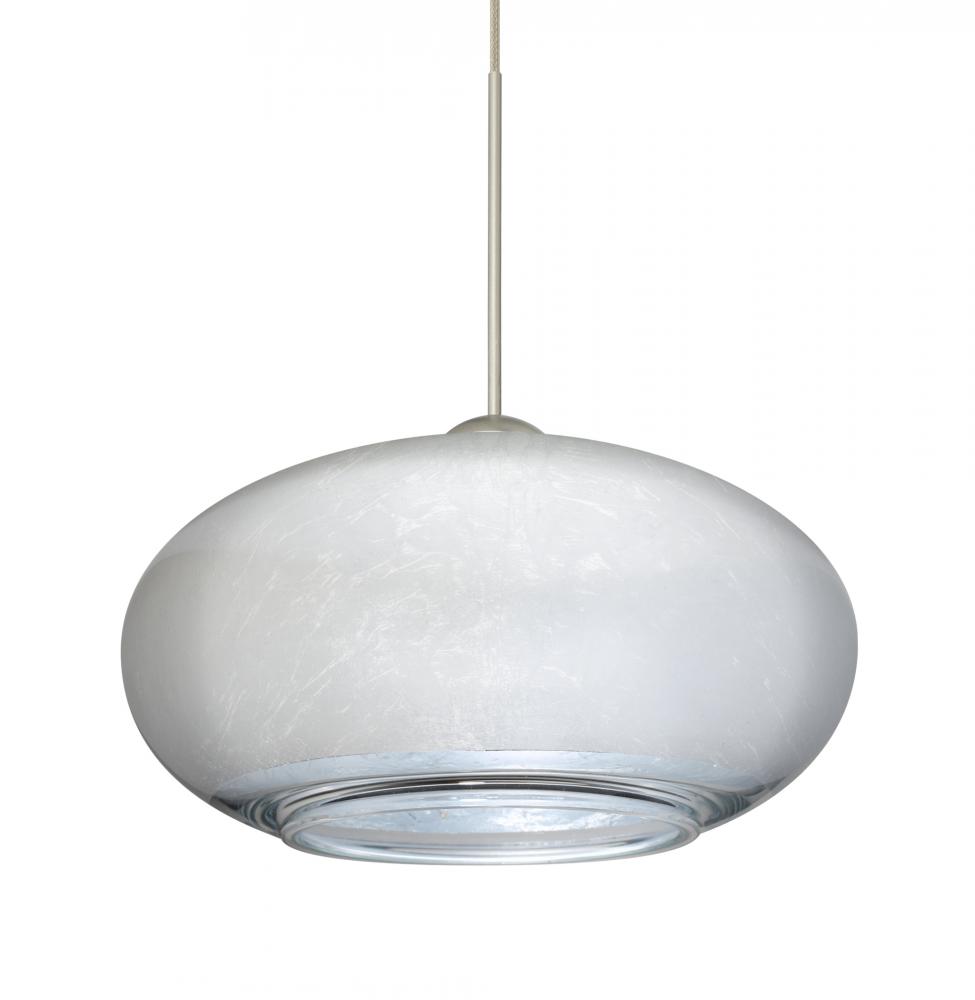 Besa Pendant Brio 7 Satin Nickel Silver Foil 1x35W Halogen, 15Ft. Cord