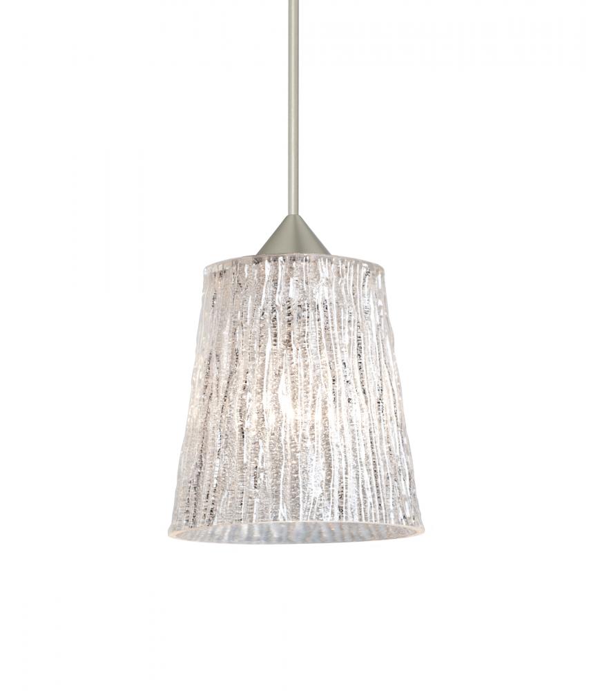 Besa Pendant Nico 4 Satin Nickel Stone Glitter 1x5W LED, 15Ft. Cord