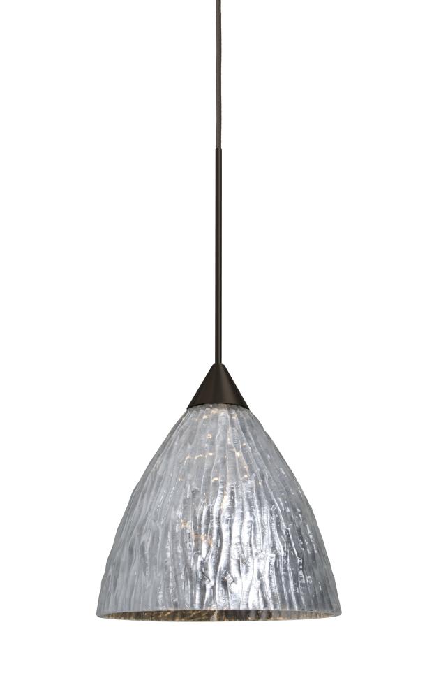 Besa, Eve Cord Pendant, Stone Silver Foil, Bronze Finish, 1x5W LED