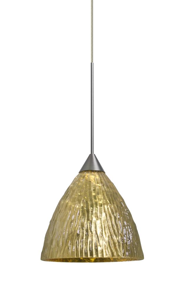 Besa, Eve Cord Pendant, Stone Gold Foil, Satin Nickel Finish, 1x50W Halogen