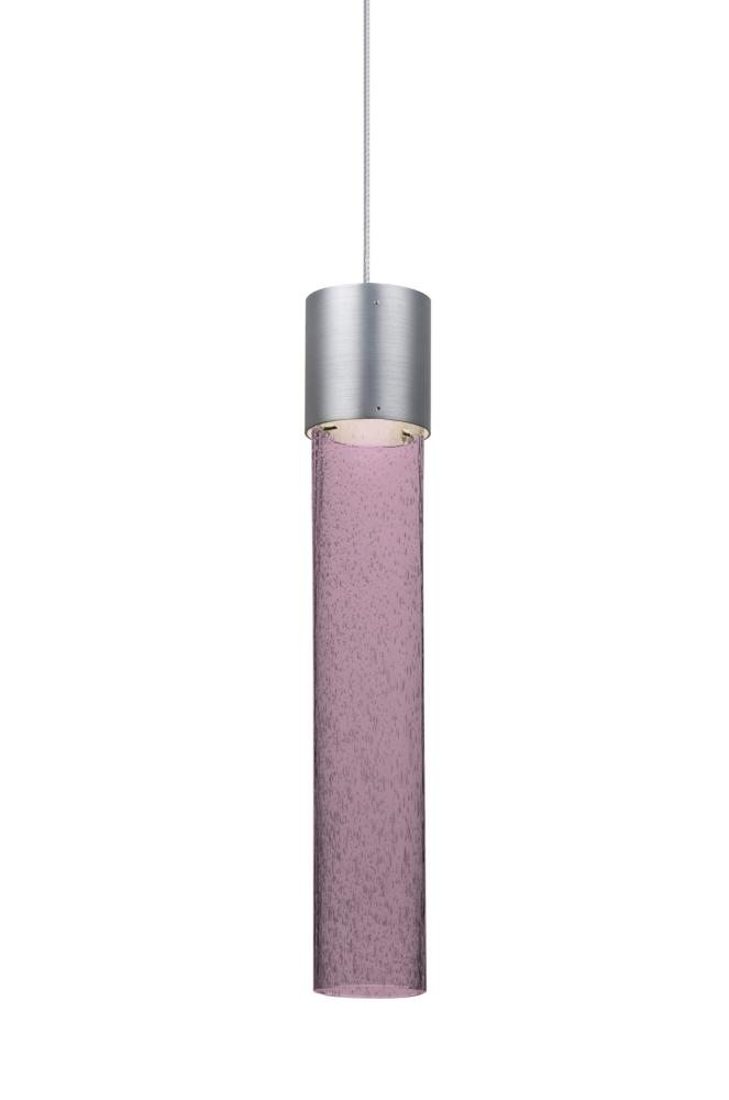 Besa, Wanda 12 Cord Pendant, Plum Bubble, Satin Nickel Finish, 1x3W LED