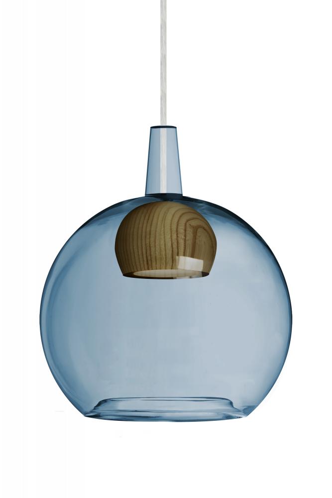 Besa, Benji Cord Pendant, Blue/Medium, Satin Nickel Finish, 1x9W LED